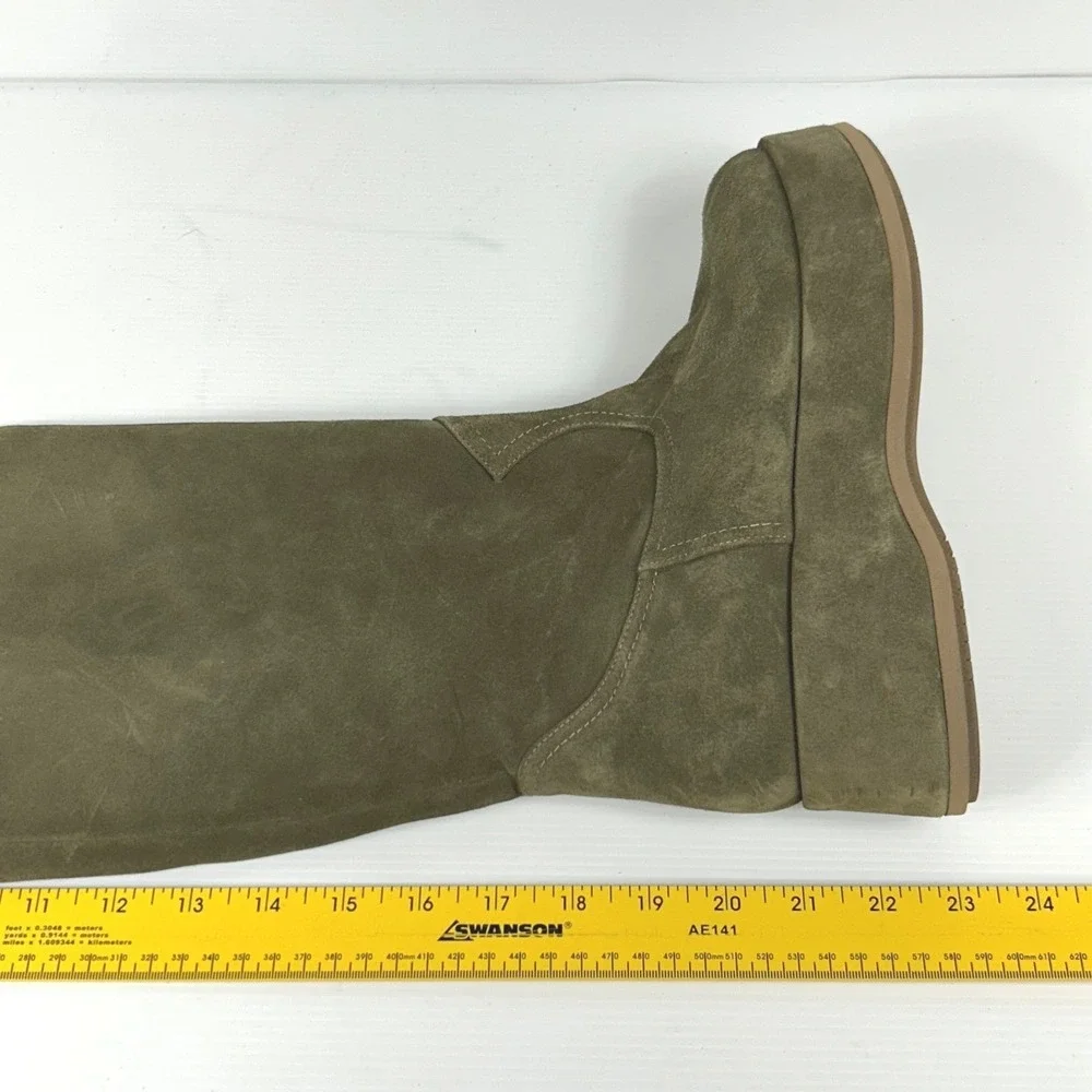 Paloma Barcelo Size 40 US 9.5 Olive Green Suede Over the Knee Platform Boots NEW